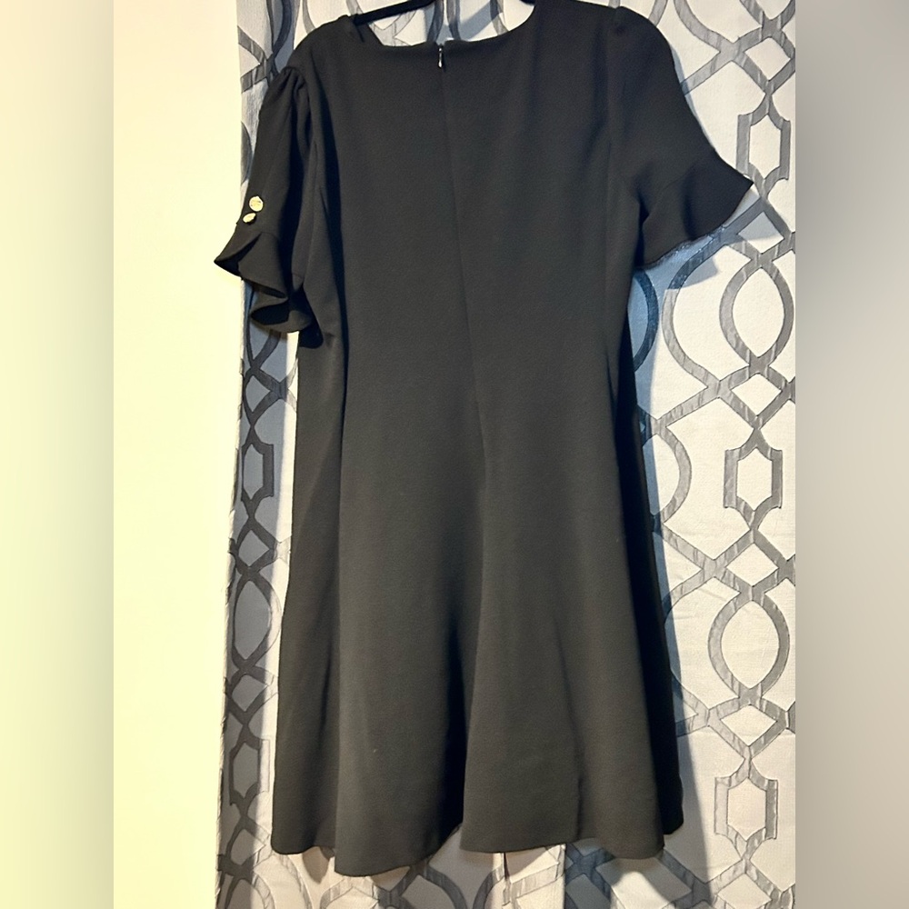 DKNY Black Mini Dress with Ruffle Sleeves Size 16